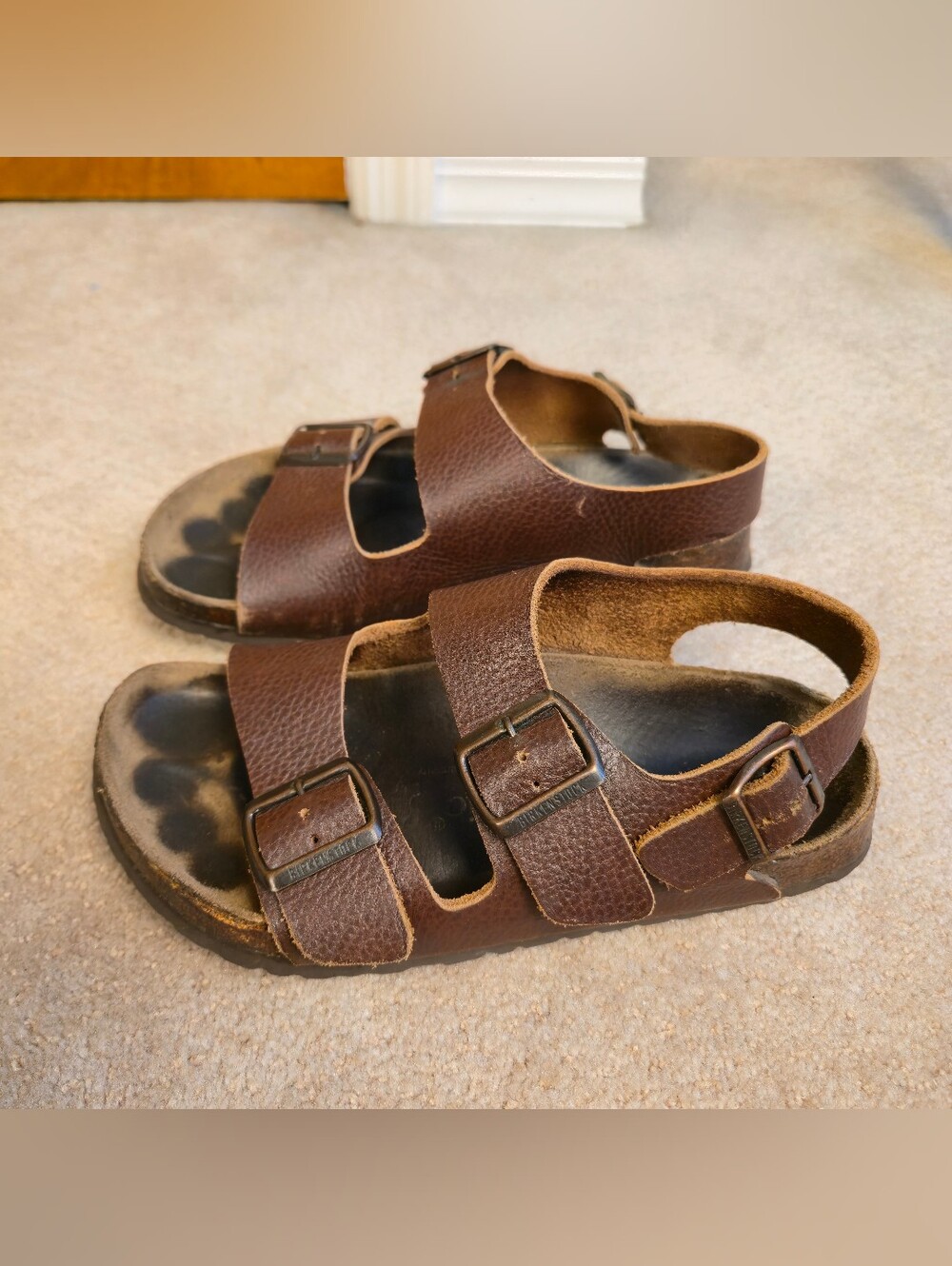 Birkenstock Milano Nubuck Leather Brown Chocolate Sandals US Size 7 - Picture 5 of 7